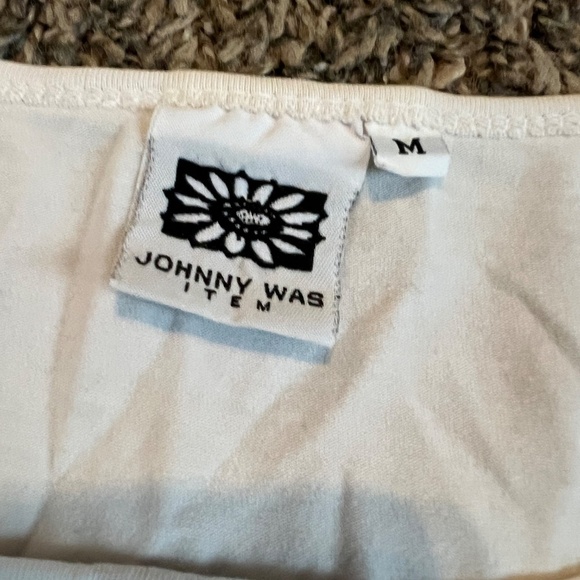 Johnny Was white three-quarter length sleeve cotton blouse top size medium - Picture 4 of 5